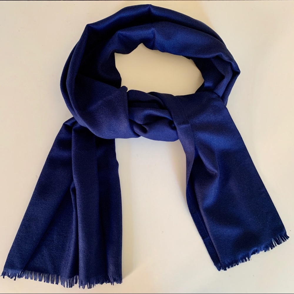 Belle France Accessories Cashmere Navy Blue Scarf